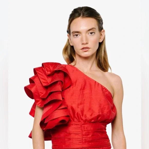 Risa One Shoulder Ruffle Top - Picture 1 of 8